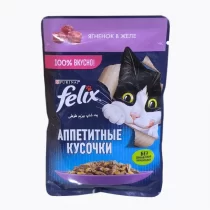پوچ گربه فلیکس با طعم گوشت بره در ژله Felix Sensations With Lamb in Jelly