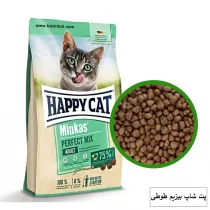 غذای خشک گربه بالغ، حاوی مرغ، بره و ماهی، ، مدل مینکاس، برند هپی کت