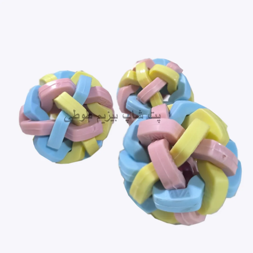 اسباب بازی توپ پاستا توپ پلاستیکی زنگوله‌دار – مناسب برای گربه، سگ، طوطی، خرگوش و خوکچه