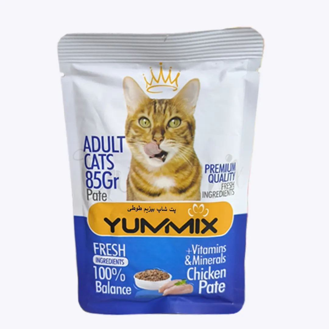 پوچ گربه یامیکس بالغ طعم مرغ مدل پته
