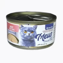 کنسرو گربه مئوس کمک به سلامت دستگاه گوارش طعم گوشت گاو