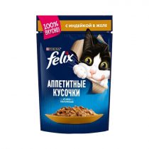 پوچ گربه فلیکس با طعم بوقلمون Felix Turkey In Jelly وزن 75 گرم